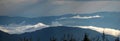 Panorama of the Carpathian mountains in cloudy and foggy weather Royalty Free Stock Photo