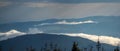 Panorama of the Carpathian mountains in cloudy and foggy weather Royalty Free Stock Photo