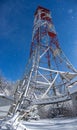 Panorama of the mountains in winter from the transmitting tower Royalty Free Stock Photo