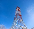 Panorama of the mountains in winter from the transmitting tower Royalty Free Stock Photo