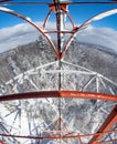 Panorama of the mountains in winter from the transmitting tower Royalty Free Stock Photo
