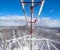 Panorama of the mountains in winter from the transmitting tower Royalty Free Stock Photo