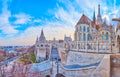 Panorama of Fisherman\'s Bastion and Matthias Church, Budapest, Hungary Royalty Free Stock Photo