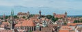 Panorama of the castle of Nuremberg and Sebaldus church on a sun Royalty Free Stock Photo