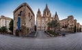 Panorama of Cathedral of the Holy Cross and Saint Eulalia Royalty Free Stock Photo