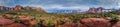 Panorama of Cathedral Mountain and Munds Mountain Wilderness between the Village of Oak Creek and Sedona Royalty Free Stock Photo