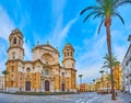Panorama of Cathedral Square in Cadiz, Spain