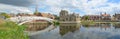 Panorama of the Causeway and Chinese Bridge at Godmanchester Royalty Free Stock Photo