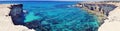 Panorama of caves rocky coast landscape mediterranean sea Cyprus