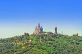 Panorama of the center of Barcelona, temple on top of mount Tibi