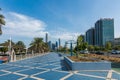 Panorama of the center of the Emirate of Abu Dhabi, United Arab Emirates . Corniche area of Abu Dhabi, UAE city Royalty Free Stock Photo