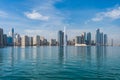 Panorama of the center of the Emirate of Sharjah, United Arab Emirates . Corniche area of Sharjah, UAE city Royalty Free Stock Photo