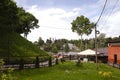 Panorama of the center of Sergiyev Posad from the bottom of Volkusha hill, Russia.