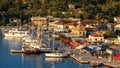 Panorama of the center of the town of Sivota in the Greece. Royalty Free Stock Photo