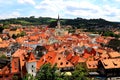 Panorama of Cesky Krumlov. A beautiful and colorful amazing historical Czech town. The city is UNESCO World Heritage Site, Vltava