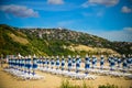 Panorama chaise longue Albena Beach Bulgaria Sea Royalty Free Stock Photo