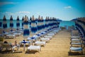 Panorama chaise longue Albena Beach Bulgaria Sea Royalty Free Stock Photo