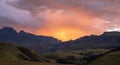 Champagne Valley near Winterton at sunrise, forming part of the central Drakensberg mountain range, Kwazulu Natal, South Africa.
