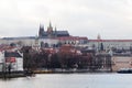 The panorama of the Charles bridge and Prazhsky Hrad in the center of Prague