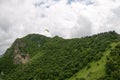 Panorama of the Chegem gorge. It is observed from height of flight the glider. Royalty Free Stock Photo