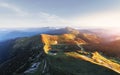 Panorama of Chornohirsky range in Ukrainian Carpathians