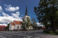 Panorama of the Church in Paide, central Estonia. The ancient Catholic Church and the heritage
