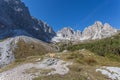 Panorama of Cima Undici and Croda Rossa di Sesto Mountain in Comelico region Royalty Free Stock Photo