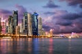 Panorama of the city center of Doha during a cloudy sunset Royalty Free Stock Photo