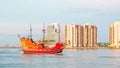 Panorama of city Clearwater Beach FL. Summer vacations in Florida. Beautiful View on Hotels and Resorts on Island. Royalty Free Stock Photo