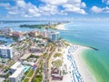 Panorama of city Clearwater Beach FL. Summer vacations in Florida. Beautiful View on Hotels and Resorts on Island.