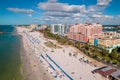 Panorama of City Clearwater Beach FL. Summer vacations in Florida. Beautiful View on Hotels and Resorts on Island. Royalty Free Stock Photo