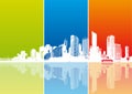 Panorama of city with colored strips. Vector Royalty Free Stock Photo