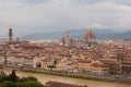 Panoramic image of city of Florence with Duomo, Giotto`s bell tower,, Palazzo Vecchio Royalty Free Stock Photo