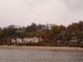 Panorama of the city of Hamburg. View of the Elbe river in Hamburg