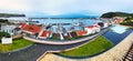 Panorama of city Horta with port, Faial island, Azores Royalty Free Stock Photo