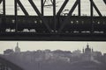 Panorama of the city of Kyiv, railroad bridge, Ukraine, Europe Royalty Free Stock Photo
