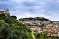Panorama of the City of Lisbon in Portugal with a view of the castle of St. Joseph, spring in cloudy weather Cityscape