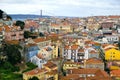 Panorama of the City of Lisbon in Portugal with a view of the castle of St. Joseph, spring in cloudy weather Cityscape