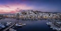 Panorama of the city and marina of Naxos island, Cyclades, Greece Royalty Free Stock Photo