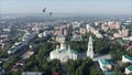 Panorama of the city of Penza from the air in the summer. Penza, Russia. The city of Penza in Russia shot from a height