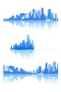 Panorama of city with reflection. Royalty Free Stock Photo