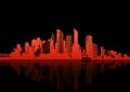 Panorama of city with reflection. Vector Royalty Free Stock Photo