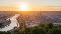 Panorama of the city of Rouen at sunset with the cathedral and the Seine Royalty Free Stock Photo