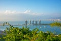 Panorama of the city of Sanya, a view of the city in the highest point, the island of the Phoenix.