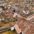 Panorama of the city Seen from Bundesterrasse and Aare River in Bern