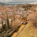 Panorama of the city Seen from Bundesterrasse and Aare River in Bern