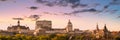Panorama of the city skyine of Old Montreal at sunset, Quebec Canada Royalty Free Stock Photo