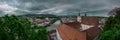 Panorama of the city of Steyr looking down from the castle hill. Lush green setting in a picturesque city in Upper Austria