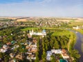 Panorama of city Suzdal, Russia. Nativity Cathedral of Suzdal Kremlin view from above Royalty Free Stock Photo