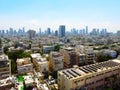 Panorama of the city of Tel-Aviv with new and old districts of the city. Summer of 2018 Royalty Free Stock Photo